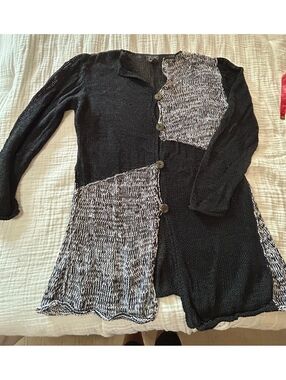 Pure Handknit linen blend cardigan sweater
